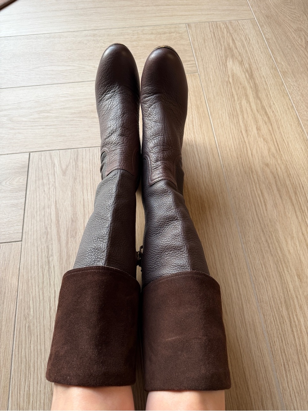 Miu Miu Brown Leather High-Heel Knee Boots